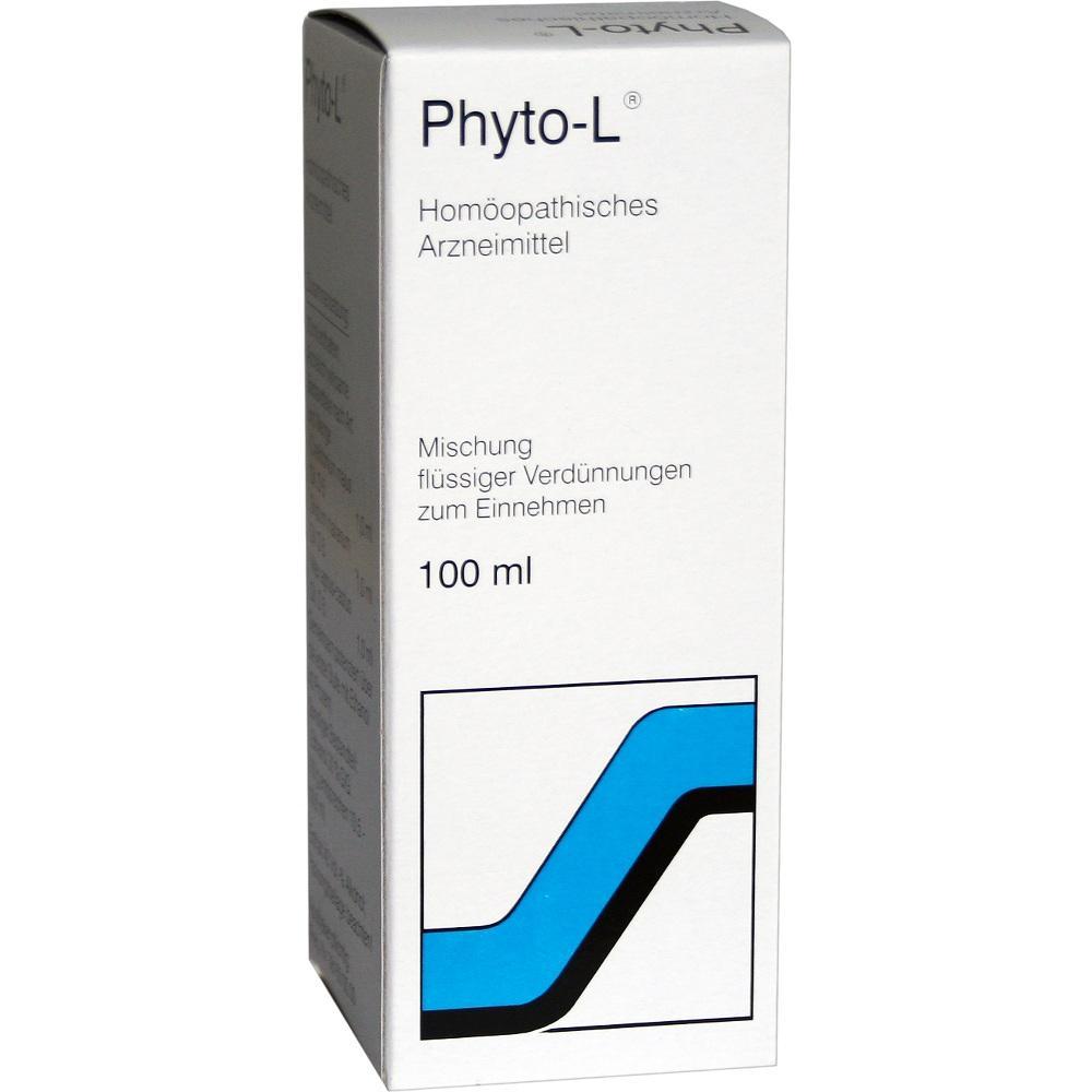 Eine weiße Schachtel mit der Aufschrift "Phyto-L", ein homöopathisches Arzneimittel.