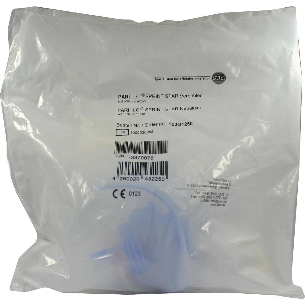 Eine verschlossene Plastikt&uuml;te mit einem medizinischen Ger&auml;t und aufgedrucktem Text.