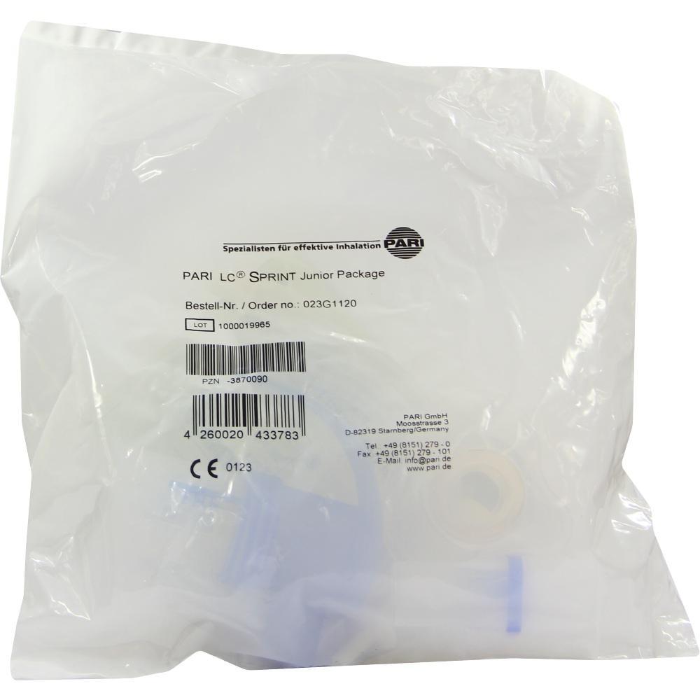 Eine Plastikt&uuml;te mit der Aufschrift "PARI LC SPRINT Junior Package".