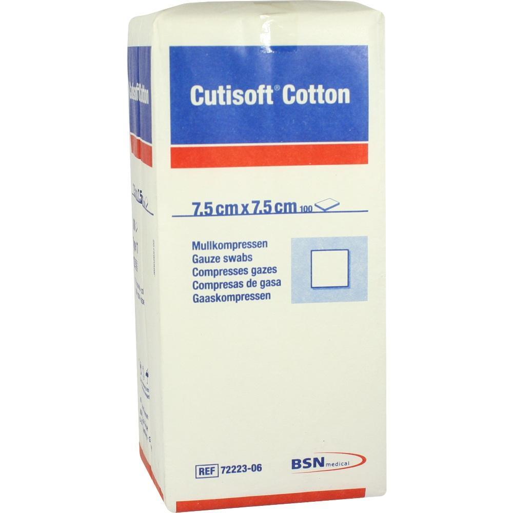 Eine Packung Mullkompressen mit der Aufschrift "Cutisoft Cotton".
