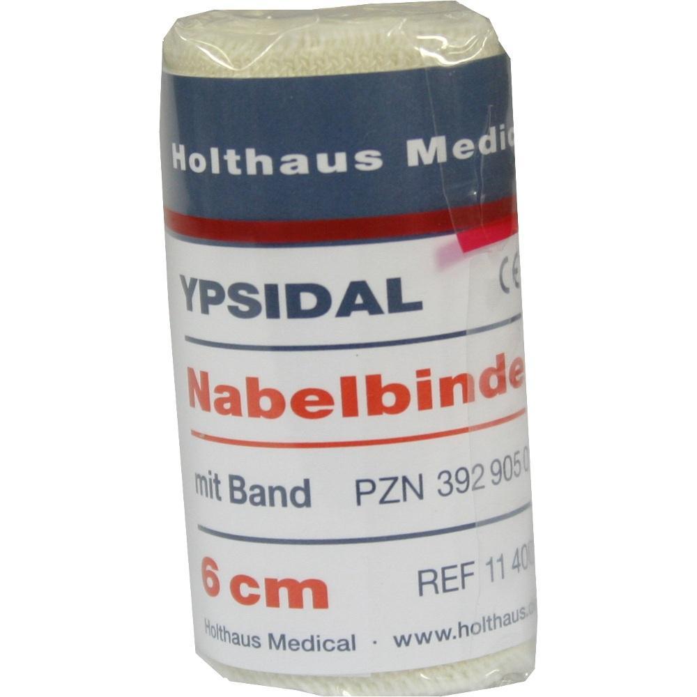 Eine Rolle Nabelbinde der Marke Holthaus Medical, 6 cm breit.