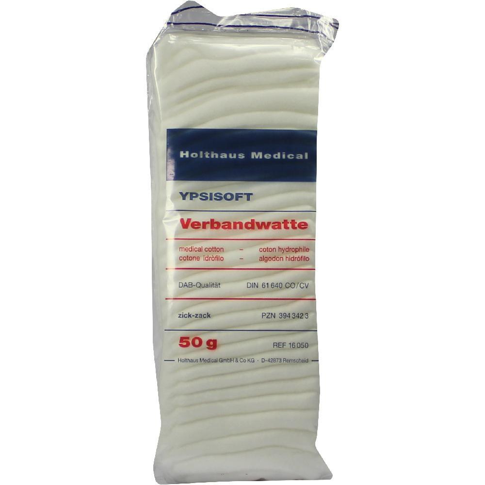 Paket mit 50 g Verbandwatte von Holthaus Medical.