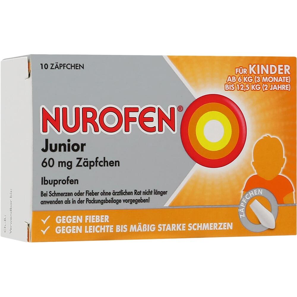 Die Packung zeigt ein Medikament für Kinder gegen Fieber und Schmerzen.