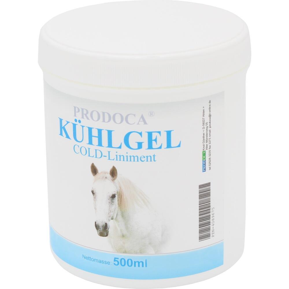 Ein wei&szlig;er Beh&auml;lter mit der Aufschrift "K&uuml;hlgel" und einem Pferdemotiv.