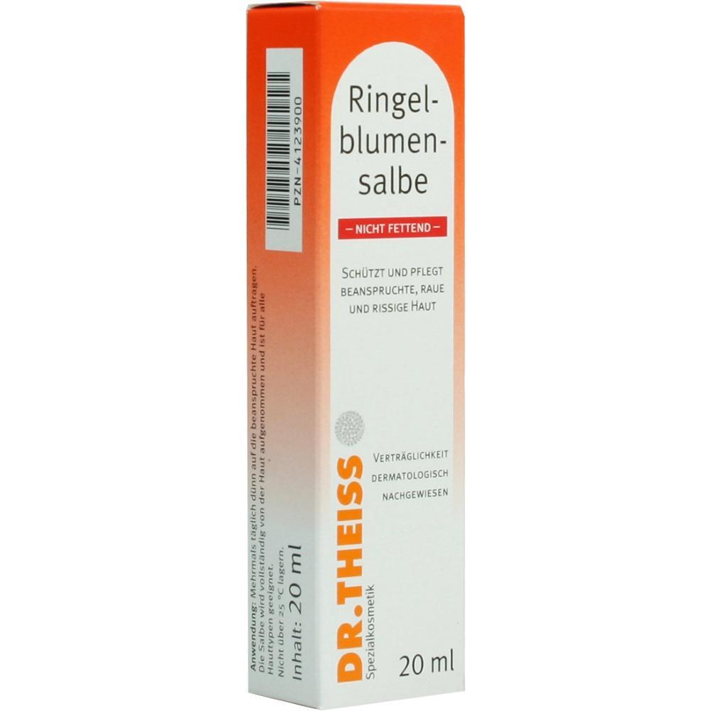 Eine orange-wei&szlig;e Verpackung einer Ringelblumensalbe f&uuml;r raue Haut.