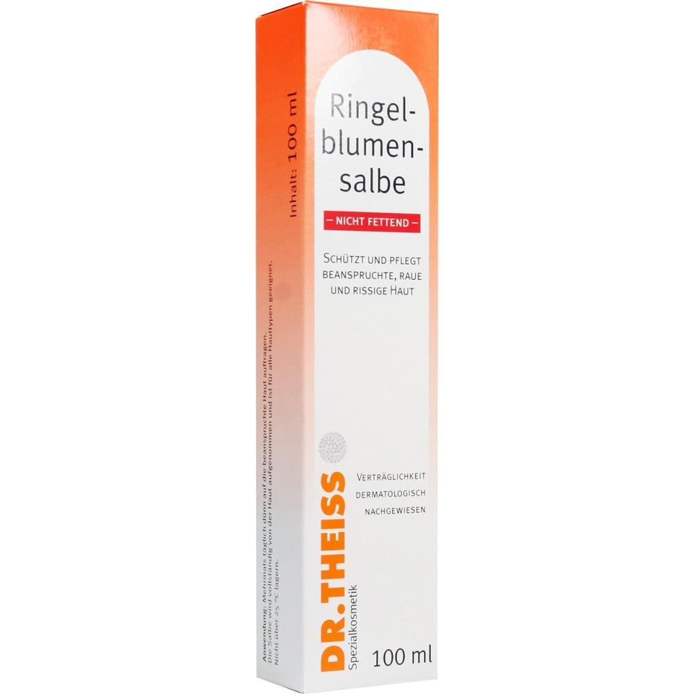 Wei&szlig;e und orangefarbene Schachtel einer nicht fettenden Ringelblumensalbe.