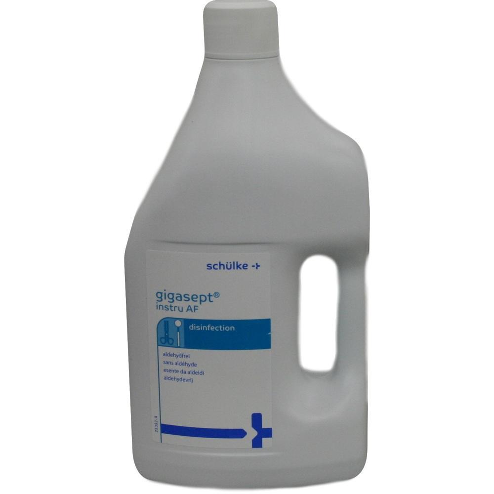 Wei&szlig;er Kanister mit Desinfektionsmittel und blauem Etikett.