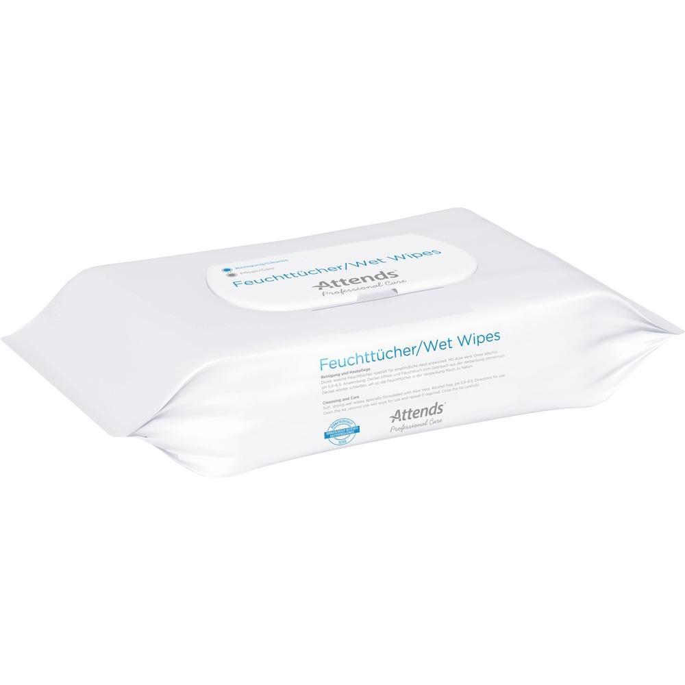 Eine Packung Feuchttücher mit der Aufschrift "Feuchttücher/Wet Wipes".