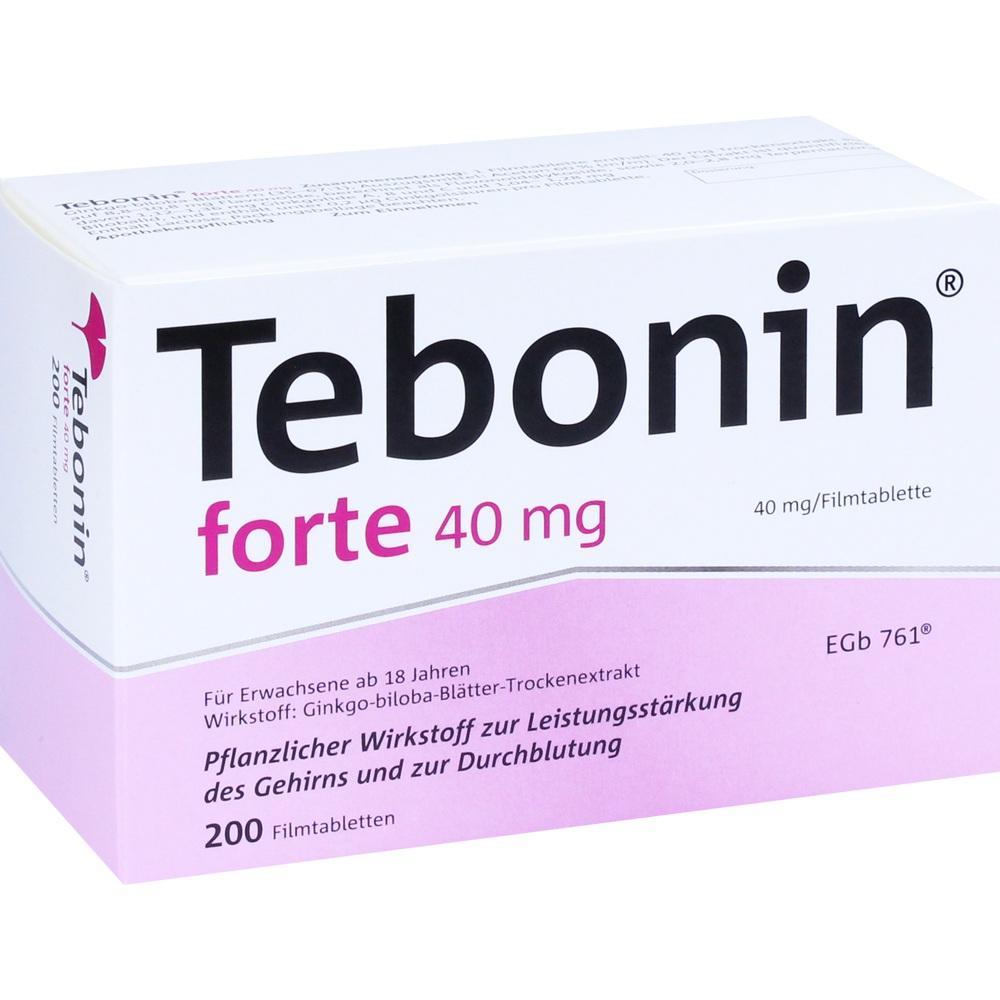 Packung mit Tebonin forte 40 mg Tabletten für die Verbesserung der Gehirnleistung.
