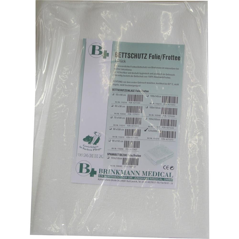 Die Verpackung zeigt eine Bettschutzfolie aus Frottee von Brinkmann Medical.