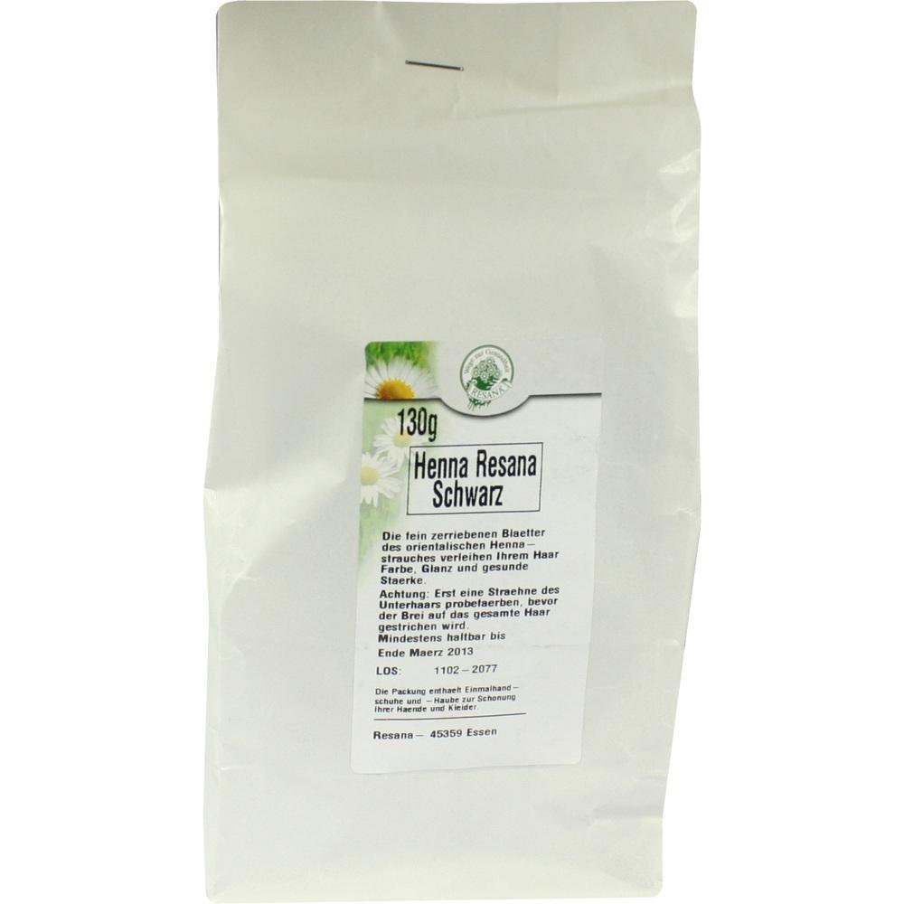 Beutel mit 130g schwarzem Henna-Pulver von Resana zur Haarfärbung.