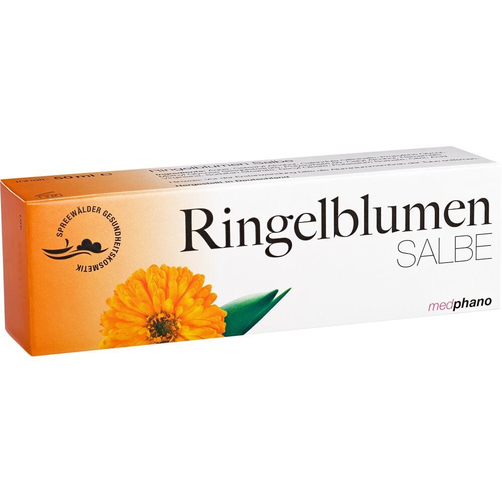 Eine Packung Ringelblumen-Salbe mit einer Blume darauf.