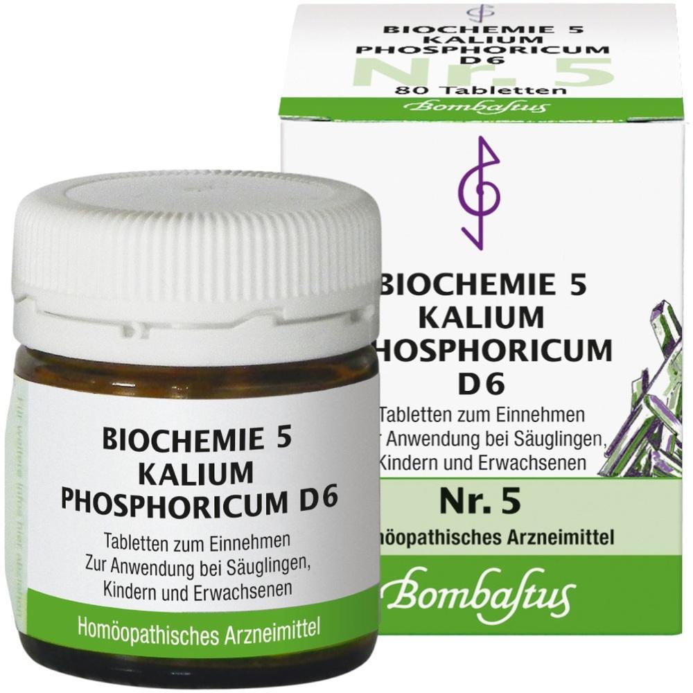 Braunglasflasche und Verpackung von homöopathischem Mittel Kalium Phosphoricum.