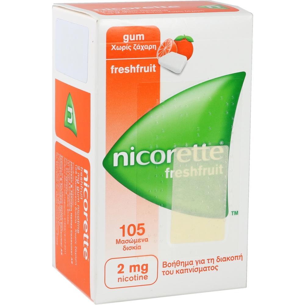 Eine Packung Nicolette-Kaugummi mit Fruchtgeschmack und 2 mg Nikotin.