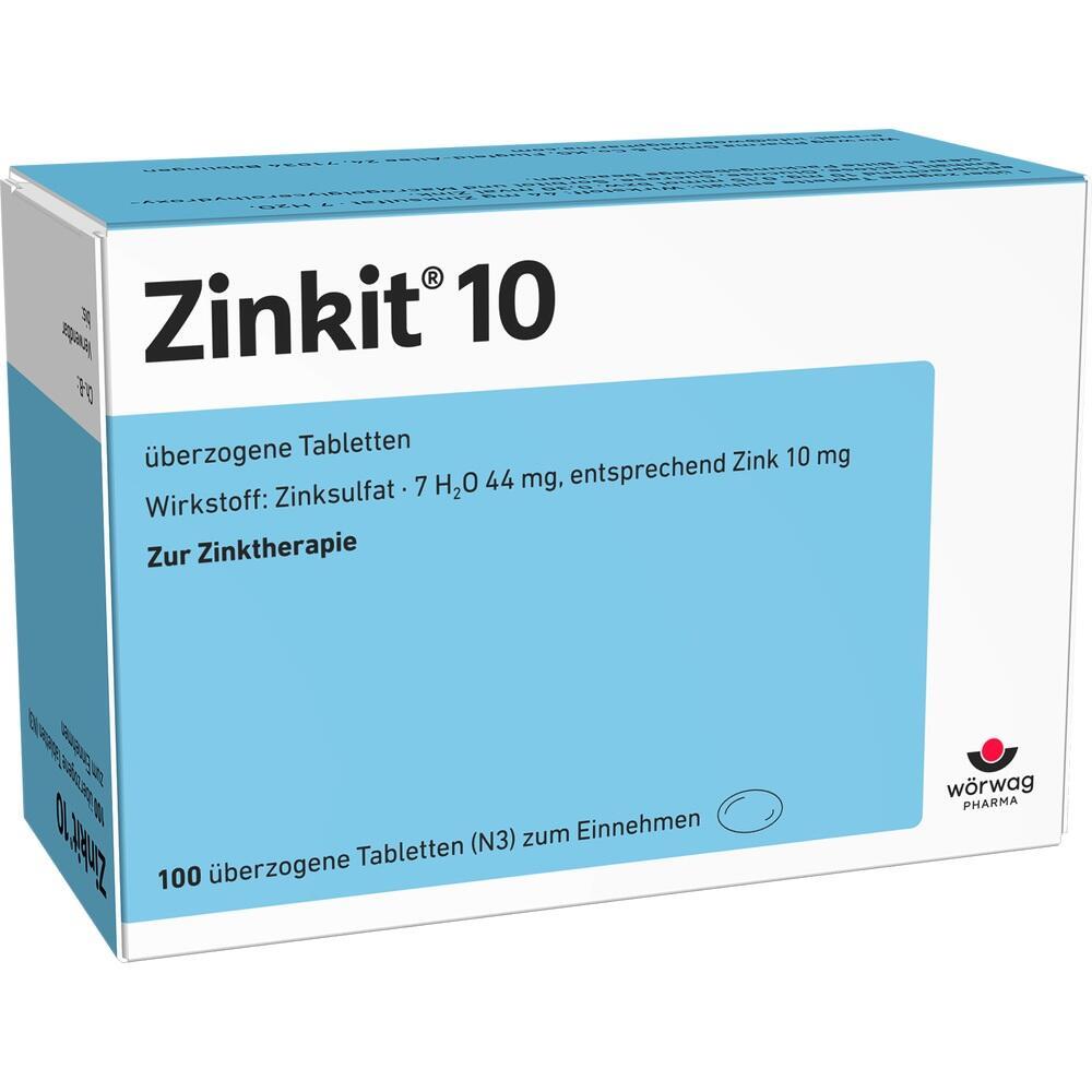 Eine Verpackung von Zinktabletten mit dem Namen "Zinkit 10".