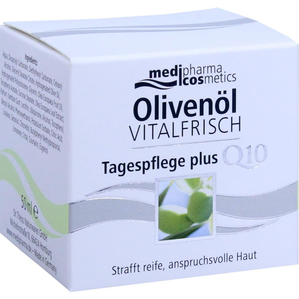 Weiße Schachtel mit Olivenöl-Tagespflege für reife Haut.