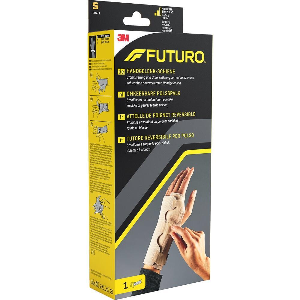 Verpackung für eine Handgelenk-Schiene zur Stabilisierung bei Schmerzen.