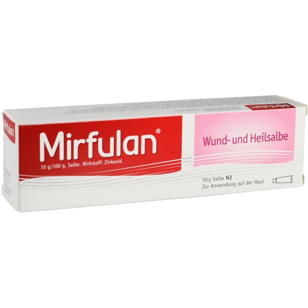 Eine Schachtel mit der Aufschrift "Mirfulan Wund- und Heilsalbe".