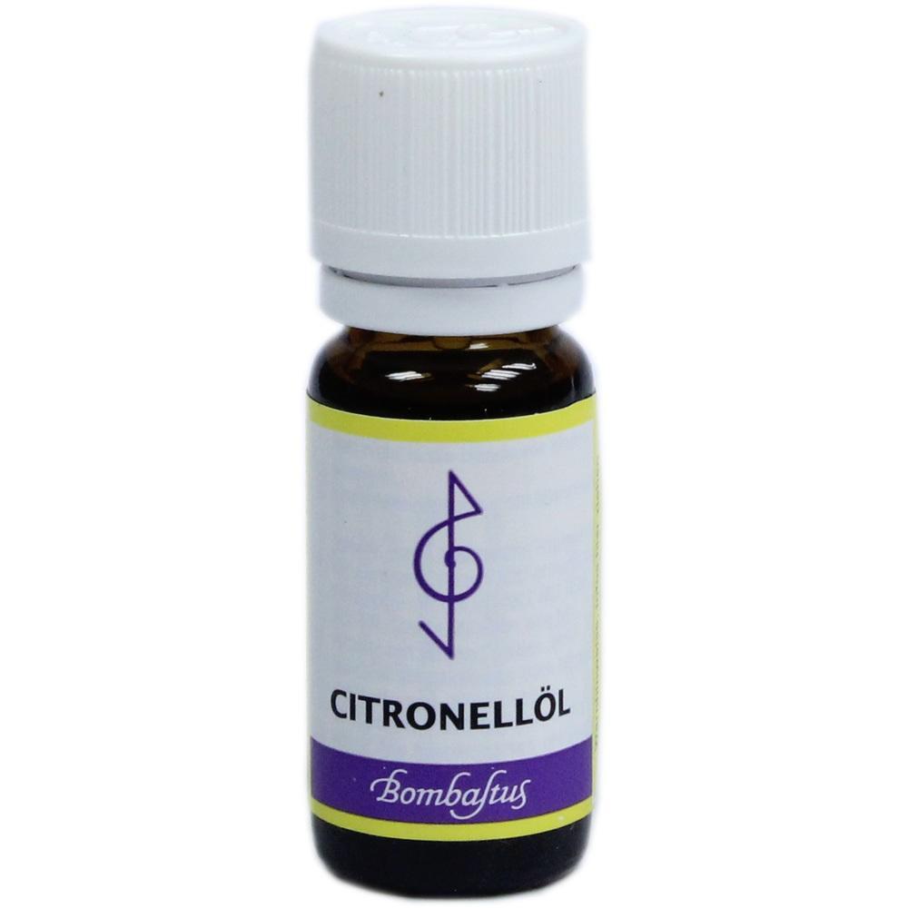 Flasche mit einem weißen Etikett und der Aufschrift "Citronellöl".