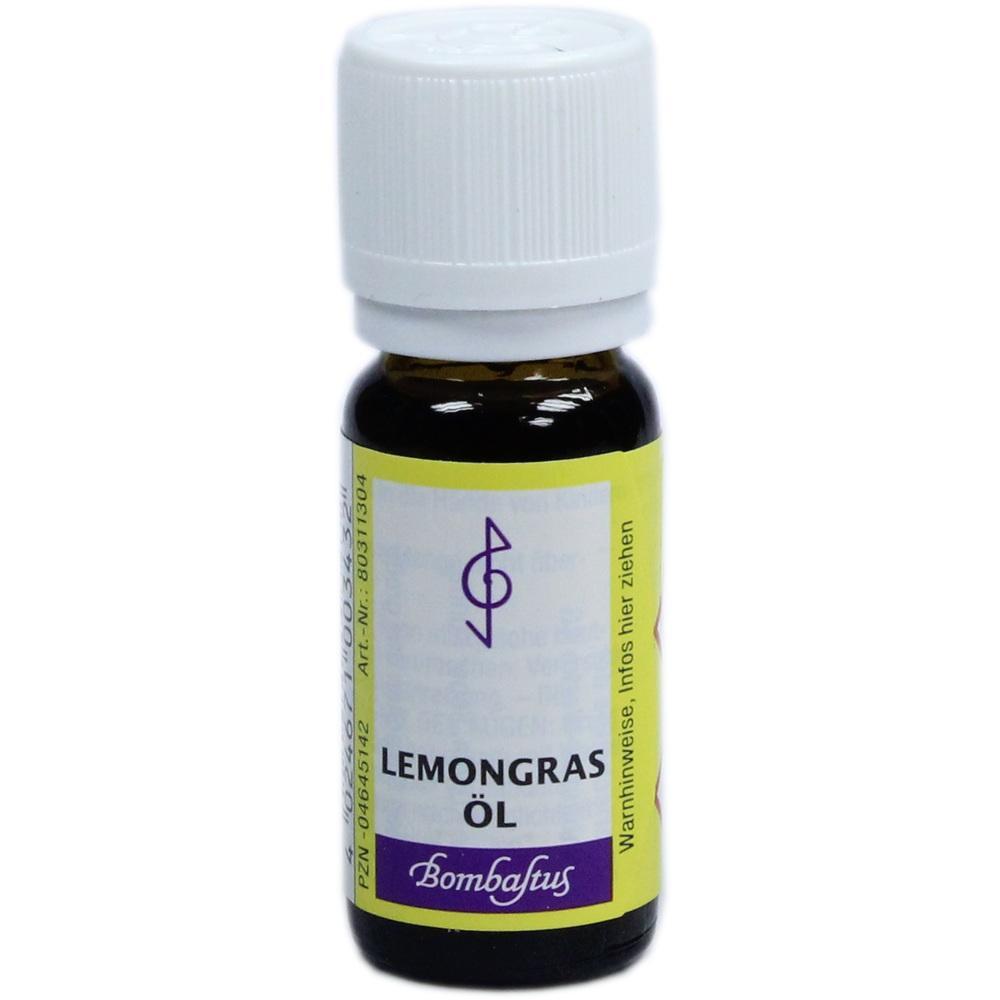 Eine kleine braune Flasche mit der Aufschrift "Lemongras Öl".