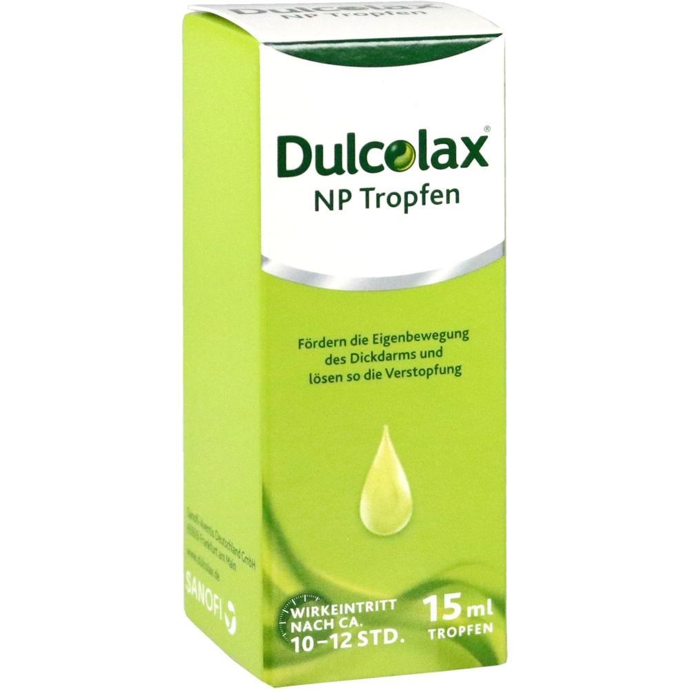 Grüne Packung mit einem Abführmittel namens Dulcolax NP Tropfen, 15 ml.