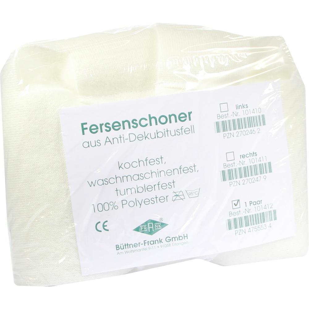 Verpackung eines Fersenschoners aus Anti-Dekubitusfell, waschmaschinenfest und aus Polyester.