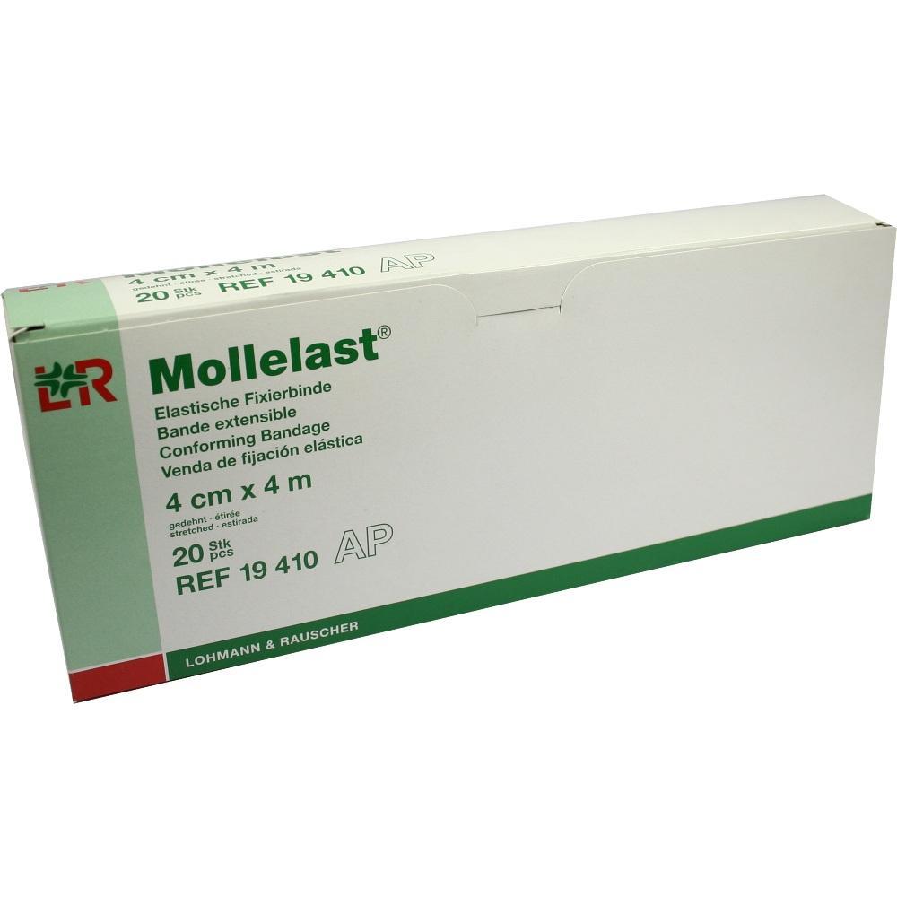 Weiße Schachtel mit elastischen Mullbinden der Marke Mollelast.