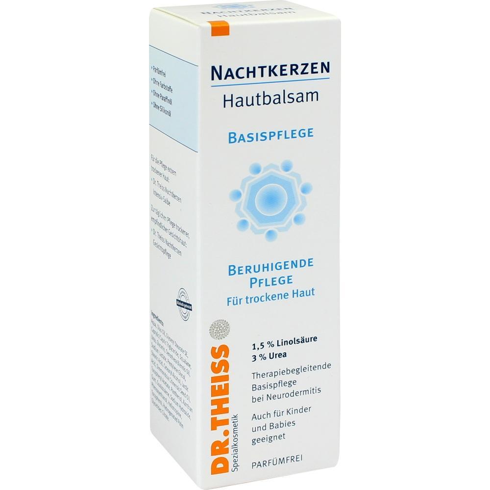 Eine weiße Verpackung mit Nachtkerzen-Hautbalsam für trockene Haut.