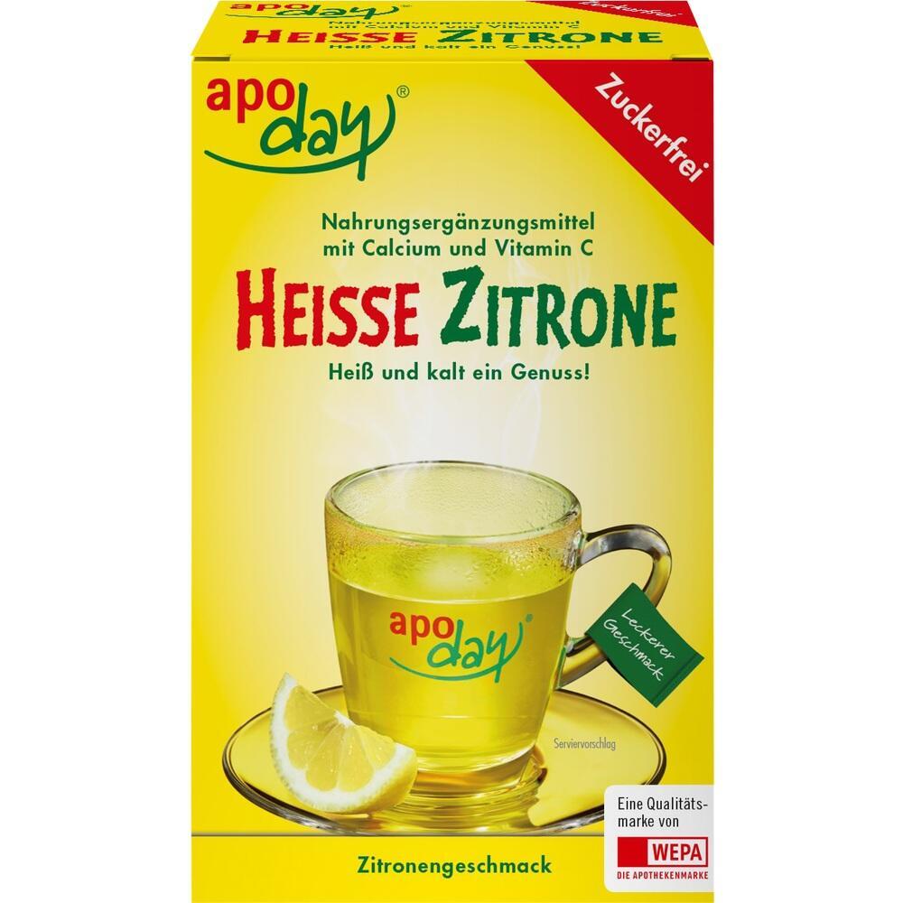 Eine Packung "Hei&szlig;e Zitrone" Getr&auml;nk mit Zitronenabbildung.