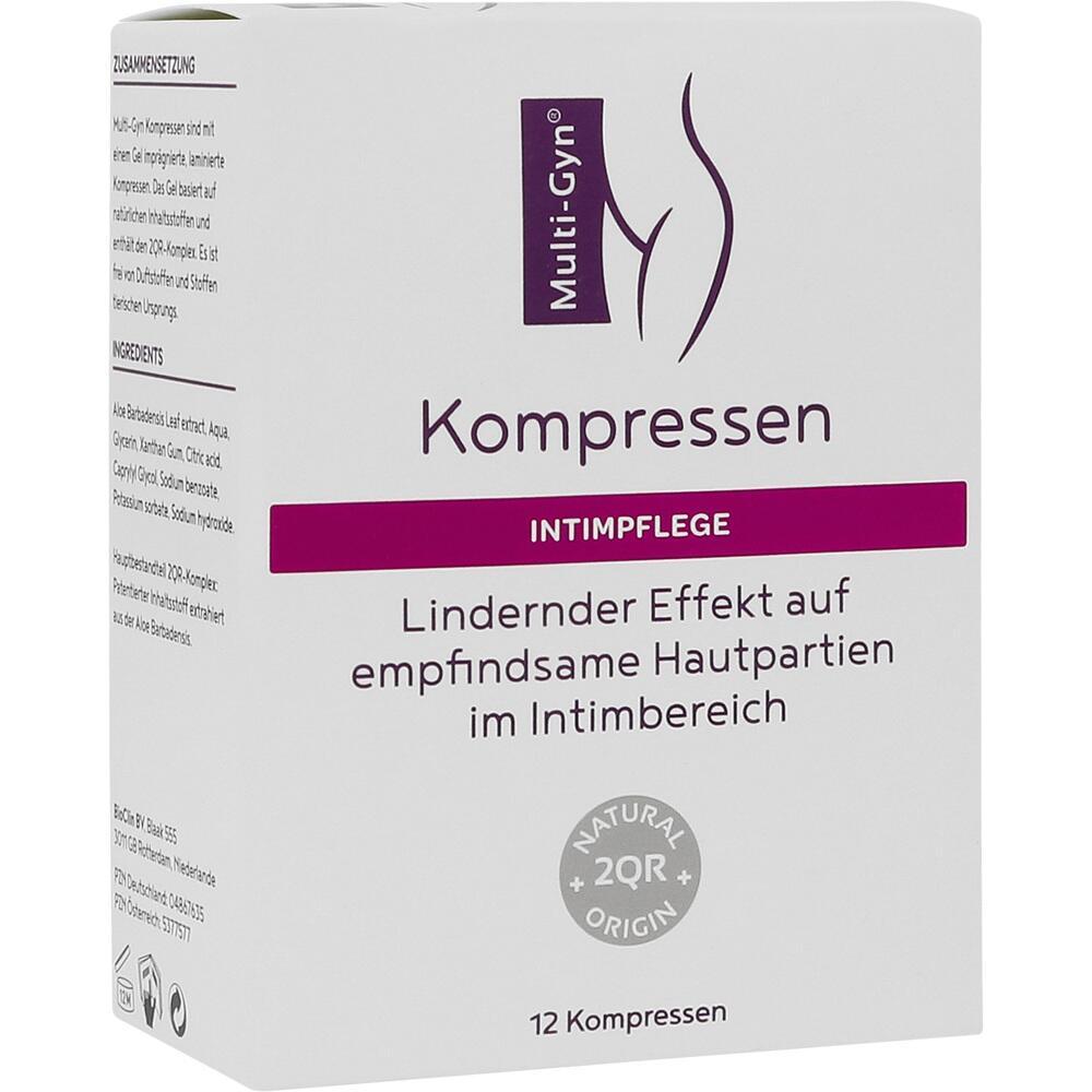 Eine Verpackung von Kompressen für die Intimpflege mit beruhigendem Effekt.