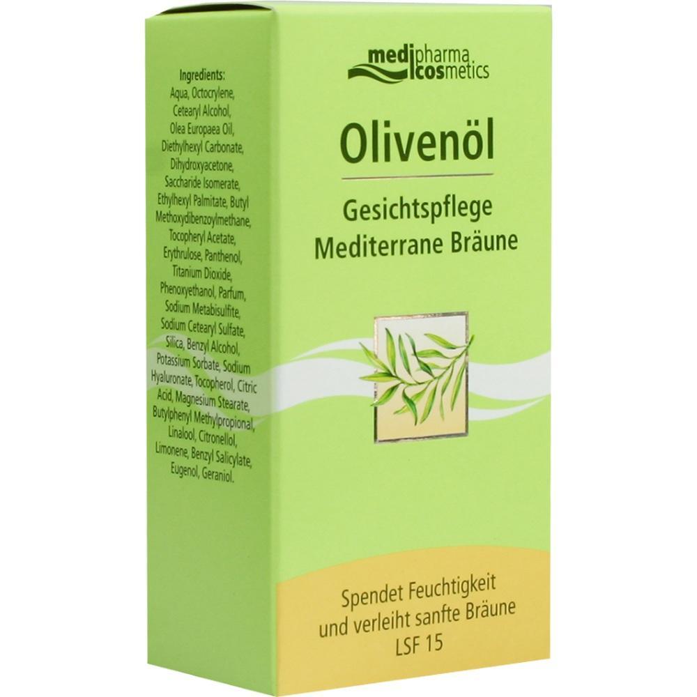 Gr&uuml;ne Verpackung f&uuml;r Oliven&ouml;l-Gesichtspflege, spendet Feuchtigkeit und sanfte Br&auml;une.