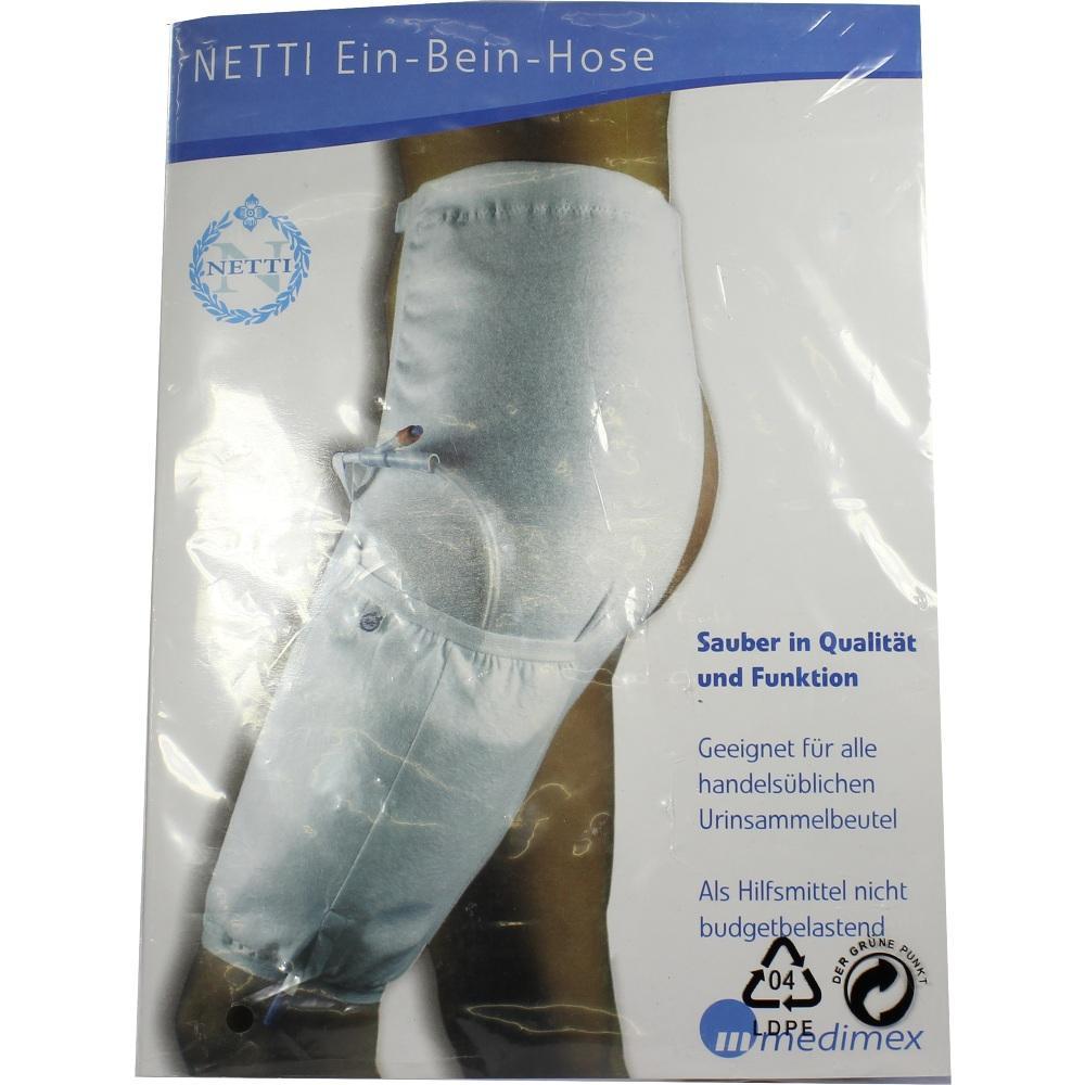 Verpackung einer Ein-Bein-Hose für Urinsammelbeutel.