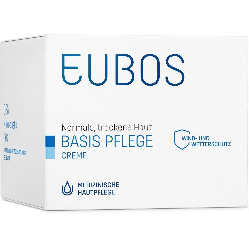 Weiße Verpackung der Eubos Basis Pflege Creme für normale und trockene Haut.