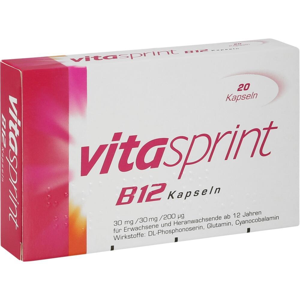 Eine Packung von Vitaminen mit der Aufschrift "vitasprint B12 Kapseln".