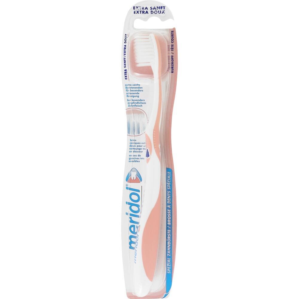 Eine extra weiche Zahnbürste in einer durchsichtigen Verpackung.