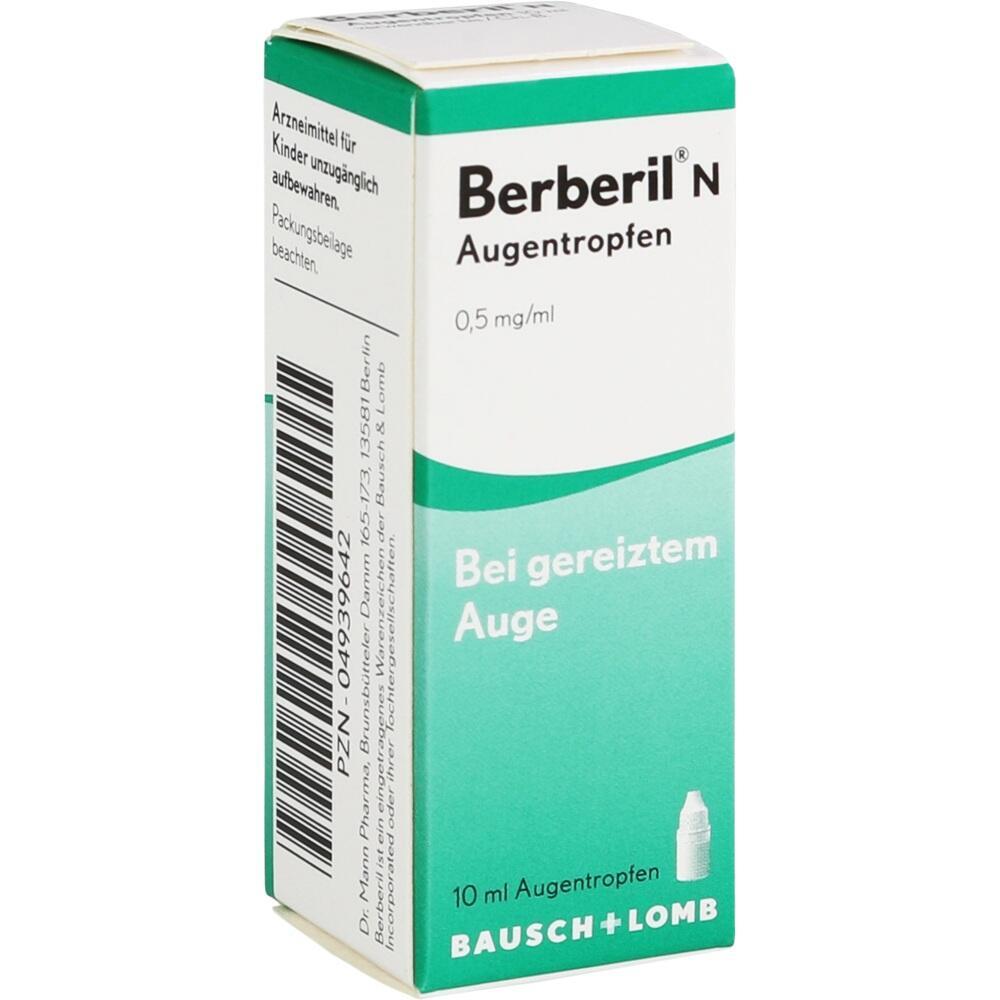 Verpackung von Berberil Augentropfen gegen gereizte Augen.