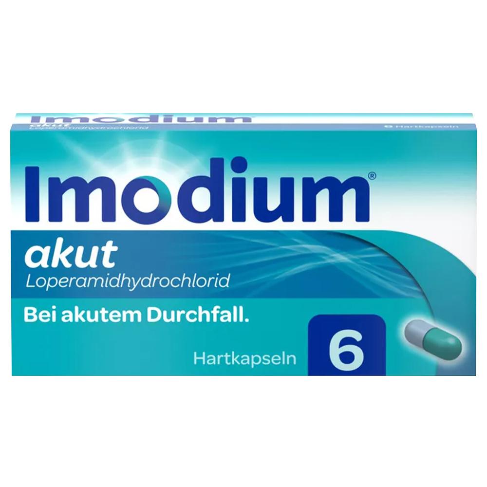 Eine Packung Imodium-Kapseln gegen akuten Durchfall.
