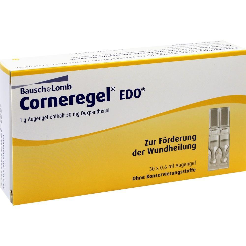 Packung von Augengel "Corneregel EDO" zur Wundheilung der Augen ohne Konservierungsstoffe.