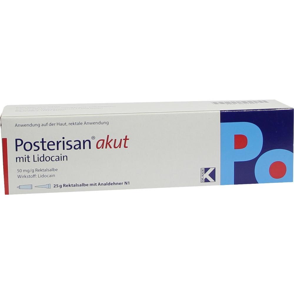 Weiße Schachtel mit der Aufschrift "Posterisan akut mit Lidocain".