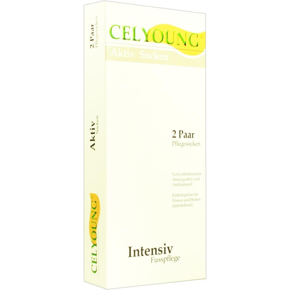 Verpackung von Celyoung Aktiv Socken für intensive Fußpflege.
