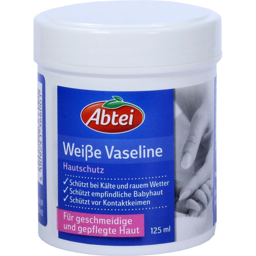 Eine Dose weiße Vaseline mit der Aufschrift "Abtei Hautschutz".