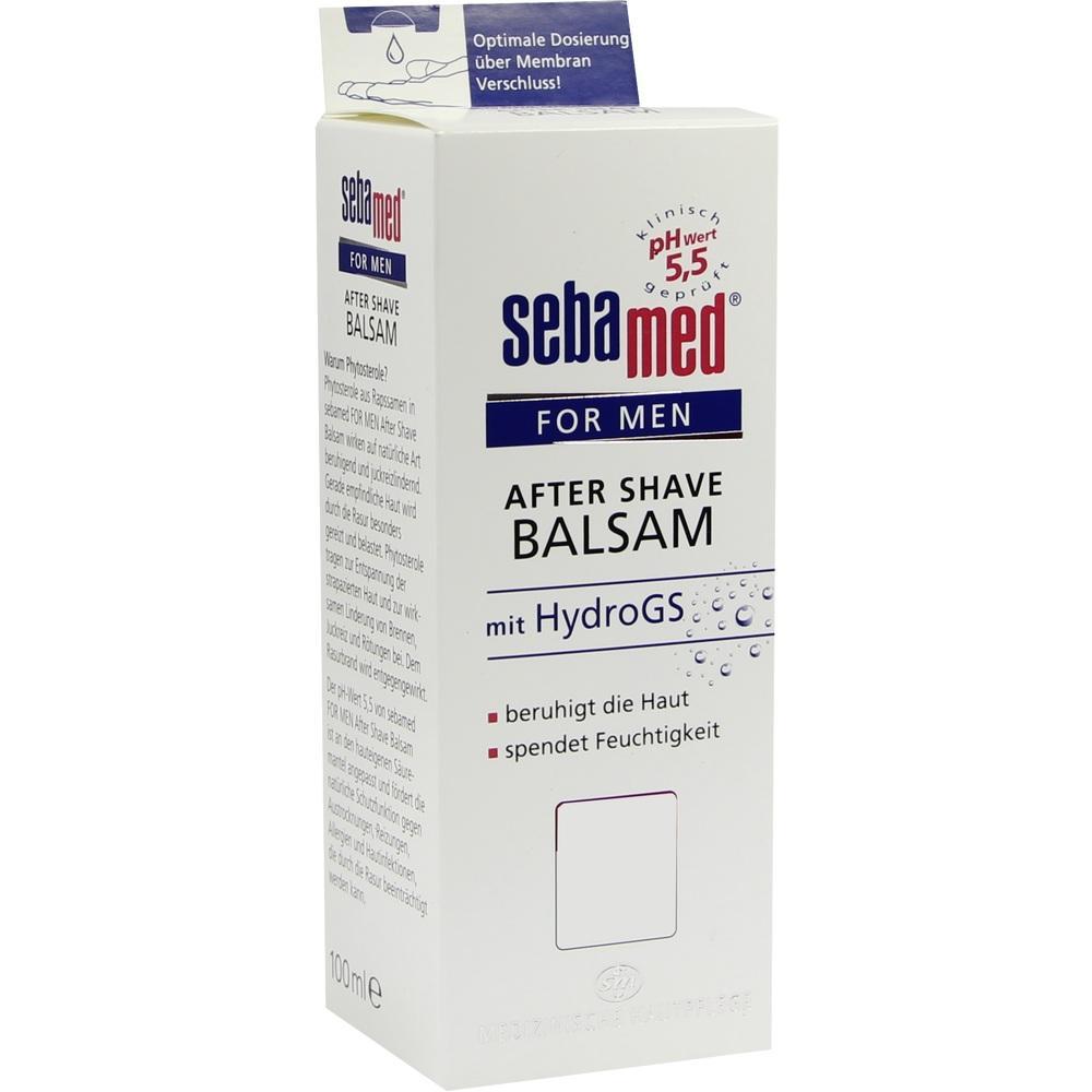 Weiße Verpackung mit Aufschrift "Sebamed After Shave Balsam für Männer".