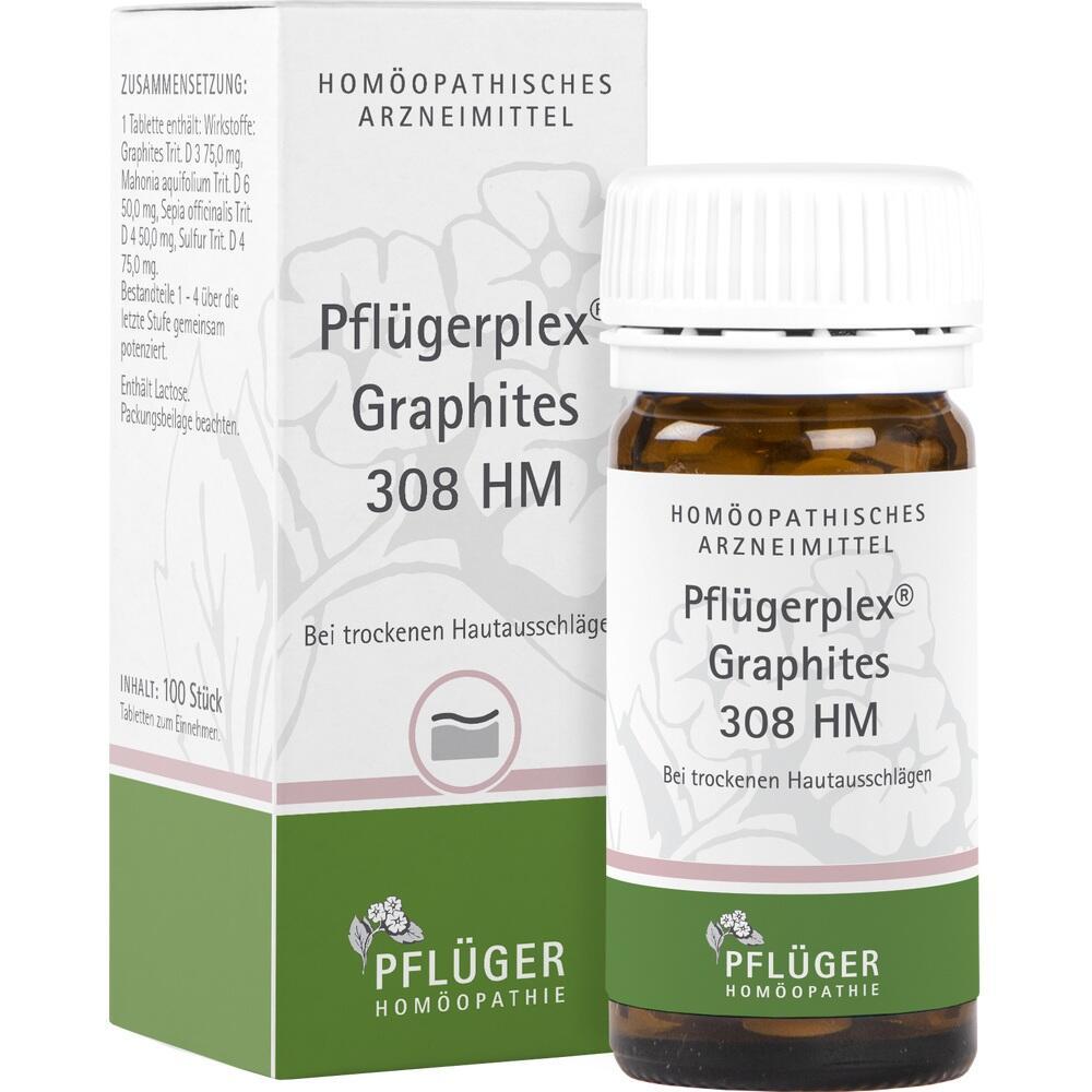 Ein hom&ouml;opathisches Arzneimittel mit der Aufschrift "Pfl&uuml;gerplex Graphites 308 HM".