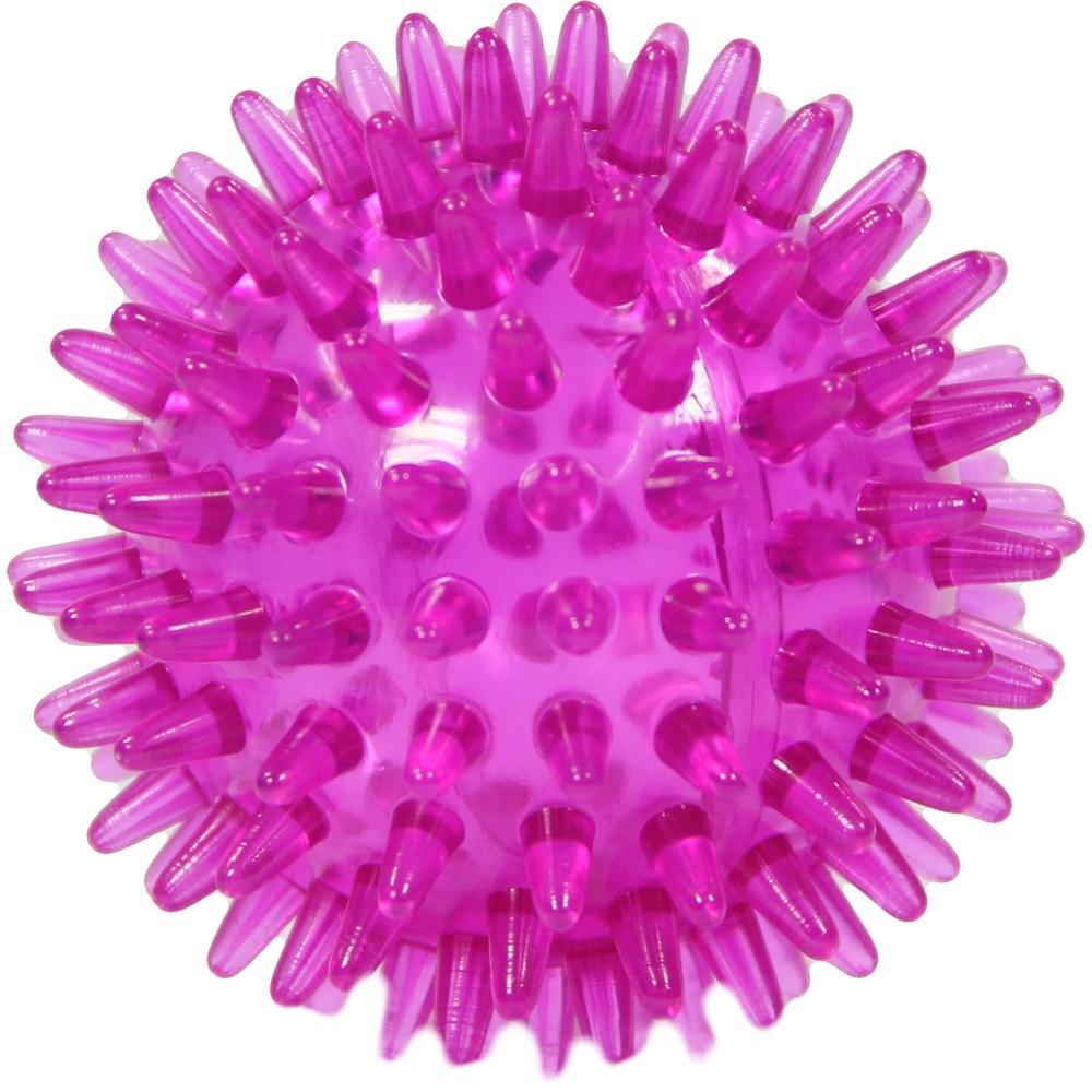 Ein lila Massageball mit vielen stacheligen Spitzen.