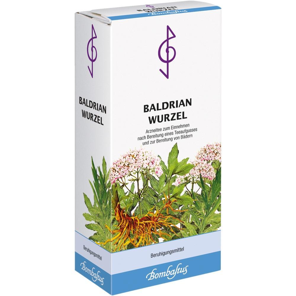 Eine Verpackung mit Baldrianwurzel als Beruhigungsmittel ist abgebildet.