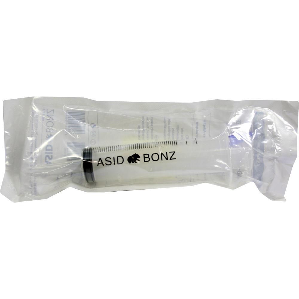 Eine Einwegspritze ist in einer durchsichtigen Plastikverpackung.