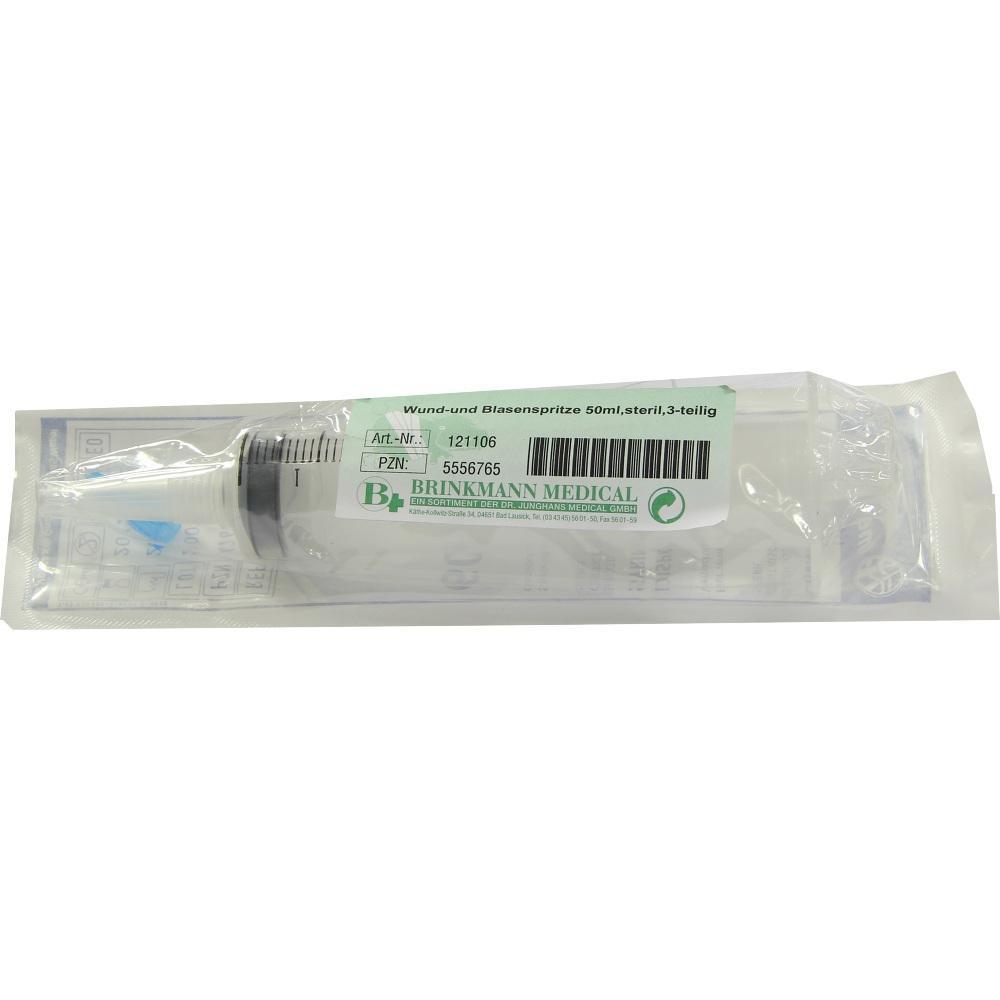 Verpackte, sterile medizinische Spritze mit 50 ml Volumen.