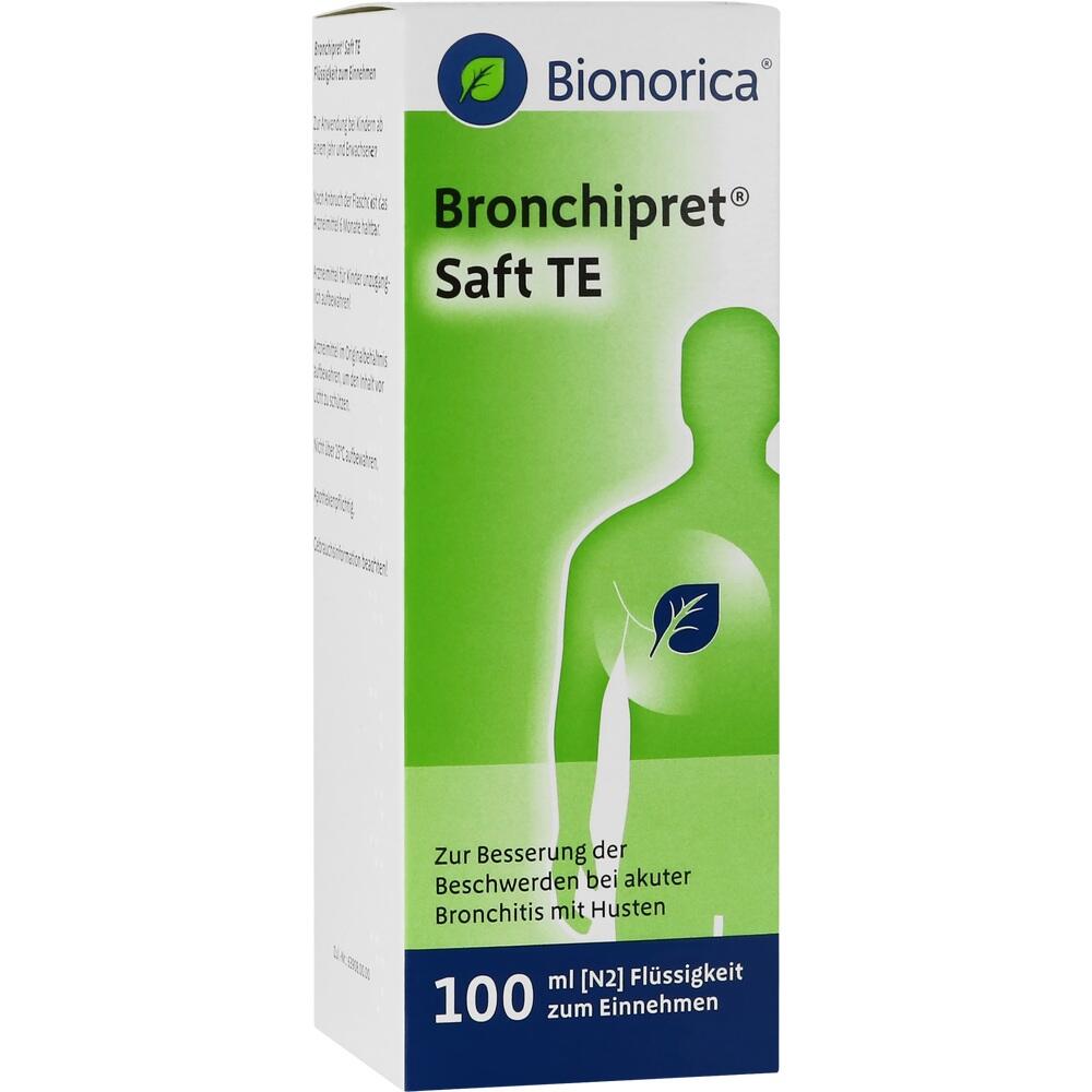 Eine Packung Bronchipret Hustensaft der Marke Bionorica gegen Husten und Bronchitis.