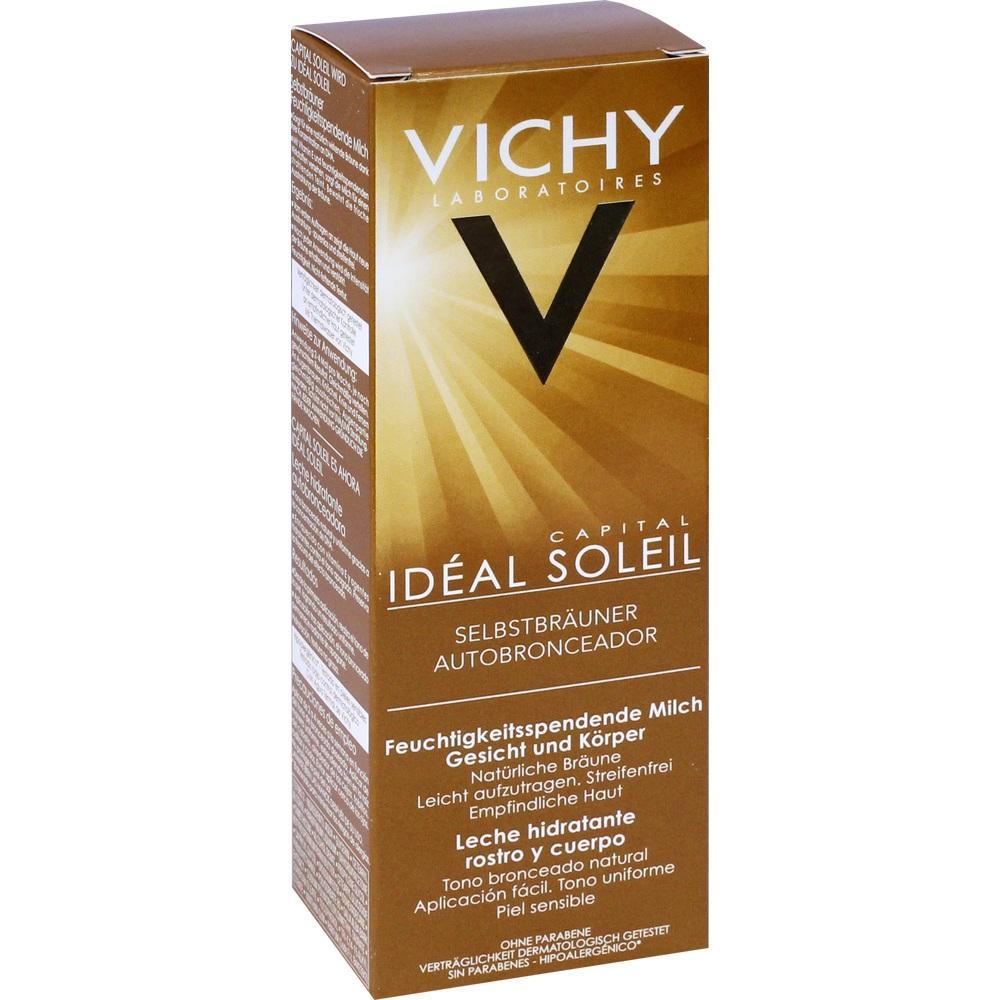 Braune Verpackung mit der Aufschrift "Vichy Idéal Soleil Selbstbräuner".