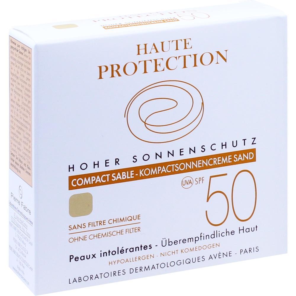 Weiße Verpackung einer Sonnencreme mit hohem Schutzfaktor, geeignet für empfindliche Haut.